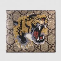 Gucci GG Men Tiger Print GG Supreme Wallet in BeigeEbony GG Supreme