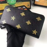 Gucci GG Unisex Bee Star Leather Zip Around Wallet in Black Metal-Free Tanned Leather (1)