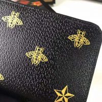 Gucci GG Unisex Bee Star Leather Zip Around Wallet in Black Metal-Free Tanned Leather (1)