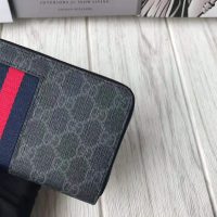 Gucci GG Unisex GG Supreme Web Zip Around Wallet in BlackGrey GG Supreme Canvas (1)