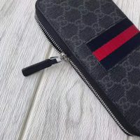 Gucci GG Unisex GG Supreme Web Zip Around Wallet in BlackGrey GG Supreme Canvas (1)