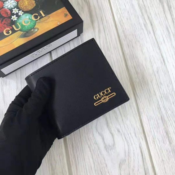 Gucci GG Unisex Leather Mini Wallet with Gucci Logo in Black Leather (5)