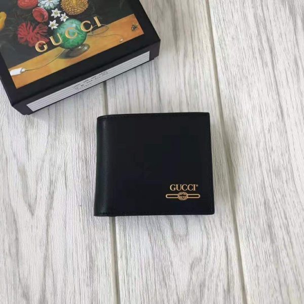 Gucci GG Unisex Leather Mini Wallet with Gucci Logo in Black Leather (6)