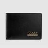 Gucci GG Unisex Leather Mini Wallet with Gucci Logo in Black Leather