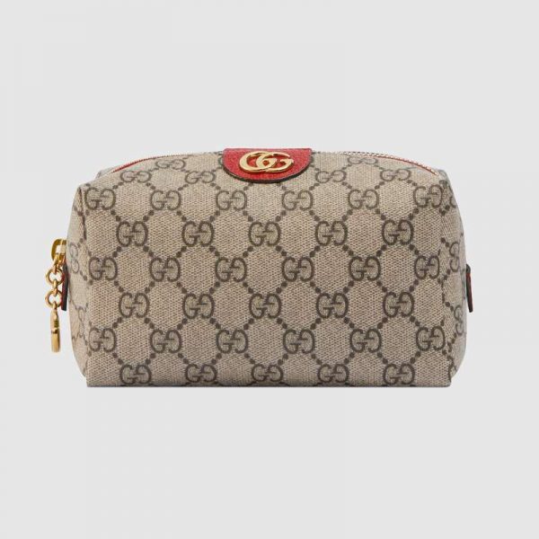 Gucci GG Unisex Ophidia GG Cosmetic Case in GG Supreme Canvas-Red (1)