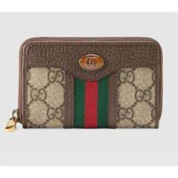 Gucci GG Unisex Ophidia GG Zip Around Card Case in BeigeEbony GG Supreme Canvas (1)