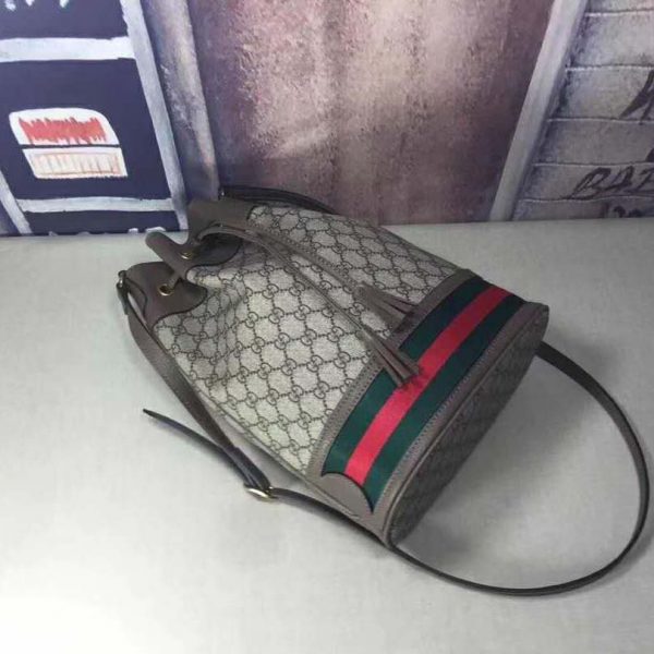 Gucci GG Women Ophidia GG Bucket Bag in Beige and Ebony GG Supreme Canvas (2)