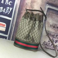 Gucci GG Women Ophidia GG Bucket Bag in Beige and Ebony GG Supreme Canvas (6)