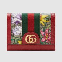 Gucci GG Women Ophidia GG Flora Card Case Wallet in GG Supreme Canvas-Red (6)