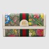 Gucci GG Women Ophidia GG Flora Continental Wallet in BeigeEbony GG Supreme Canvas