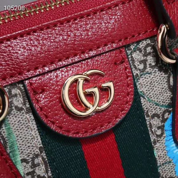 Gucci GG Women Ophidia GG Flora Small Tote Bag in BeigeEbony GG Supreme Canvas (6)