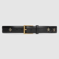 Gucci Unisex Belt with Bees and Stars Bet in Black Metal-Free Tanned Leather (1)