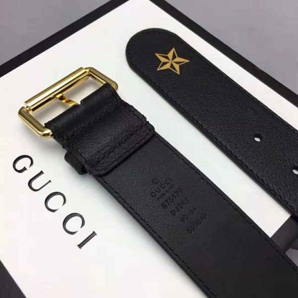 Gucci Unisex Belt with Bees and Stars Bet in Black Metal-Free Tanned Leather (2)