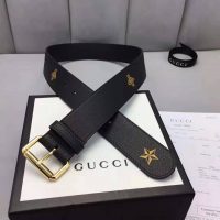 Gucci Unisex Belt with Bees and Stars Bet in Black Metal-Free Tanned Leather (1)