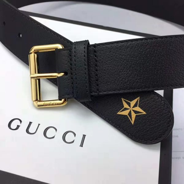 Gucci Unisex Belt with Bees and Stars Bet in Black Metal-Free Tanned Leather (5)