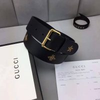 Gucci Unisex Belt with Bees and Stars Bet in Black Metal-Free Tanned Leather (1)