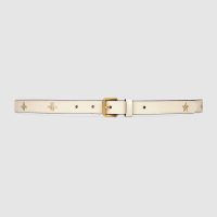 Gucci Unisex Belt with Bees and Stars Print in Leather-White (1)