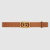 Gucci Unisex Belt with Framed Double G Buckle in Leather-Brown