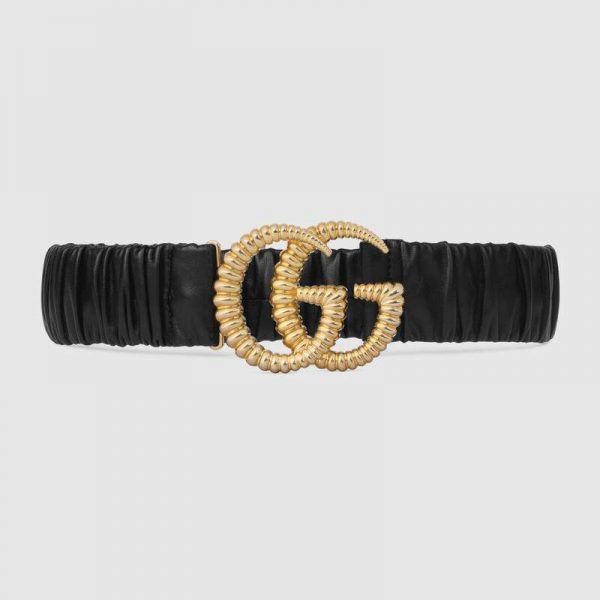 Gucci Unisex Belt with Torchon Double G Buckle in Black Leather (1)