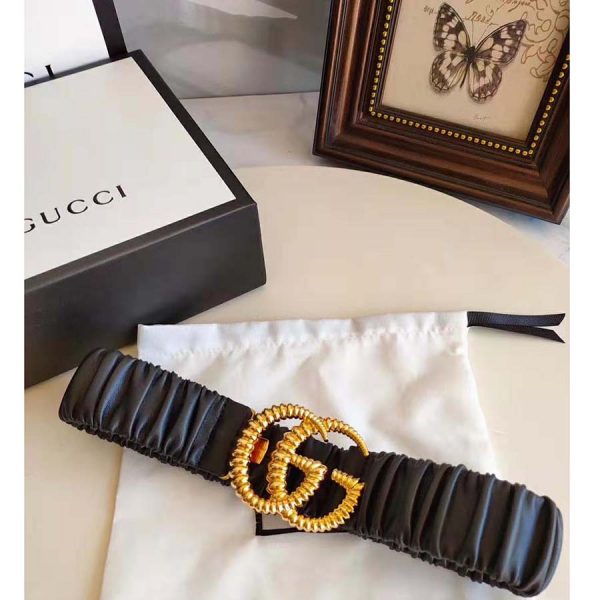 Gucci Unisex Belt with Torchon Double G Buckle in Black Leather (2)