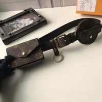 Gucci Unisex Daily Multi Pocket 30mm Belt in Monogram Canvas-Brown (1)