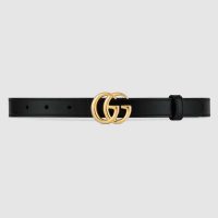 Gucci Unisex GG Marmont Leather Belt with Shiny Buckle-Black (1)