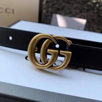 Gucci Unisex GG Marmont Leather Belt with Shiny Buckle-Black (1)