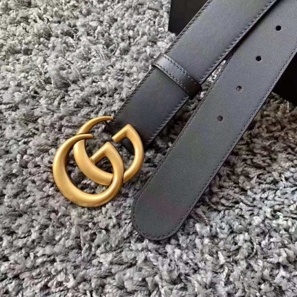 Gucci Unisex GG Marmont Leather Belt with Shiny Buckle in 3.8cm Width-Black (8)