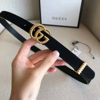 Gucci Unisex GG Suede Belt with Torchon Double G Buckle-Black (1)