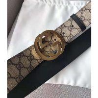 Gucci Unisex GG Supreme Belt with G Buckle in BeigeEbony GG Supreme Canvas (1)