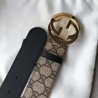 Gucci Unisex GG Supreme Belt with G Buckle in BeigeEbony GG Supreme Canvas (1)