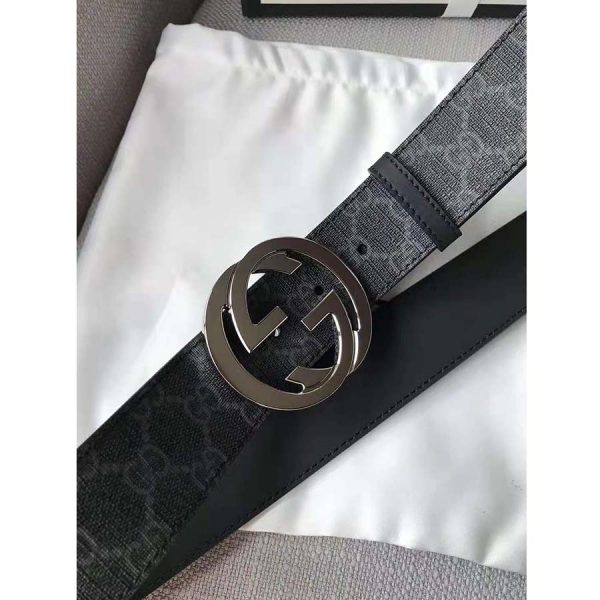 Gucci Unisex GG Supreme Belt with G Buckle in BlackGrey GG Supreme Canvas (6)