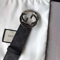 Gucci Unisex GG Supreme Belt with G Buckle in BlackGrey GG Supreme Canvas (1)