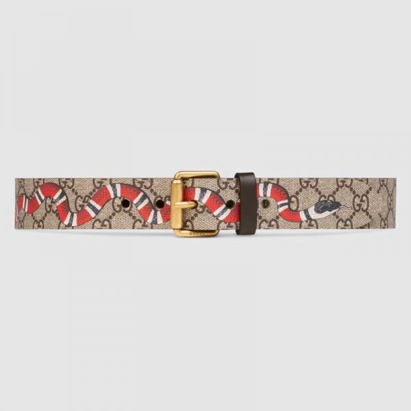 Gucci Unisex GG Supreme Belt with Kingsnake Print in BeigeEbony GG Supreme Canvas (1)