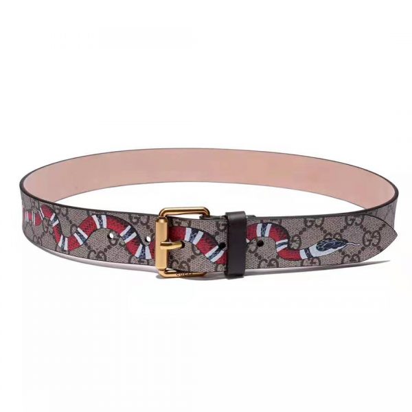 Gucci Unisex GG Supreme Belt with Kingsnake Print in BeigeEbony GG Supreme Canvas (3)