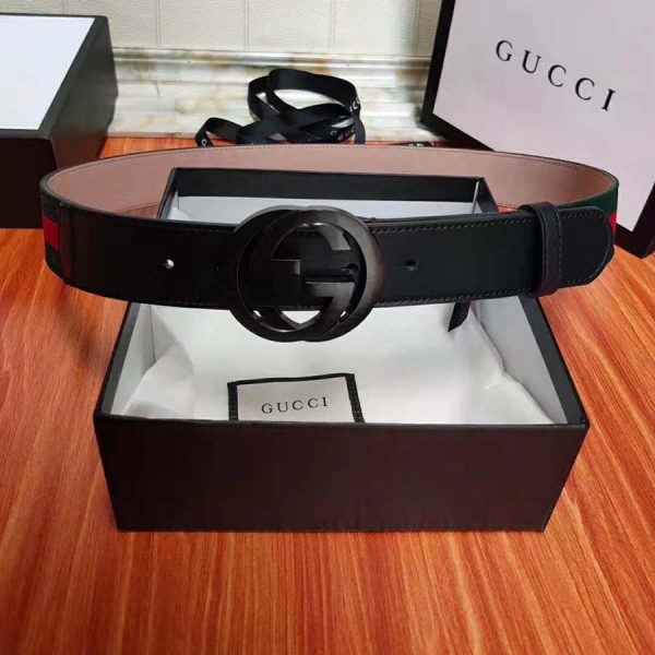 Gucci Unisex GG Web Belt with G Buckle in Green and Red Web (6)