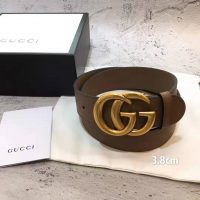Gucci Unisex Gucci Leather Belt with Double G Buckle in Cuir Color Leather (3)