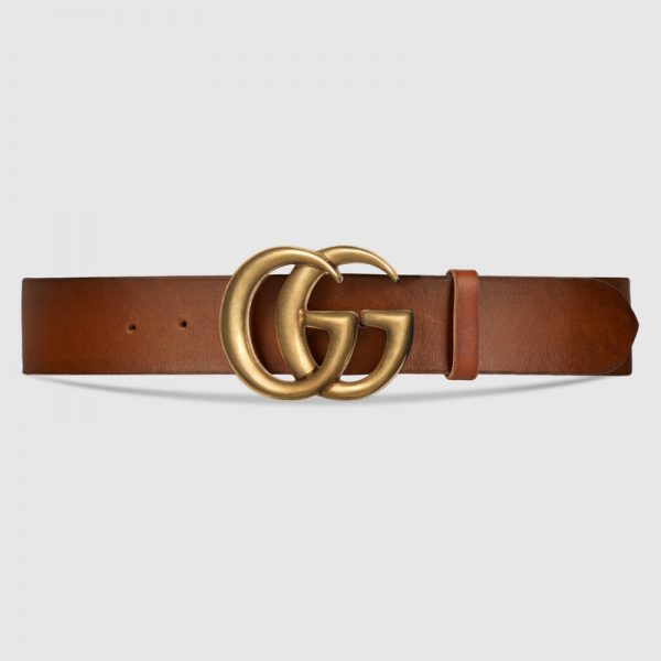 Gucci Unisex Gucci Leather Belt with Double G Buckle in Cuir Color Leather (3)