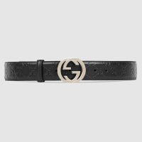 Gucci Unisex Gucci Signature Leather Belt-Black (1)