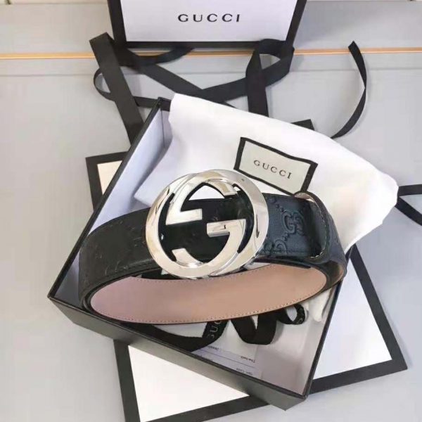 Gucci Unisex Gucci Signature Leather Belt-Black (2)