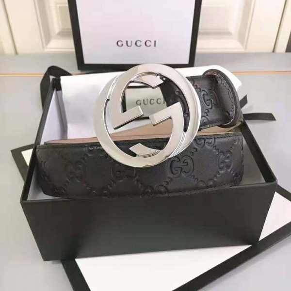 Gucci Unisex Gucci Signature Leather Belt-Black (3)