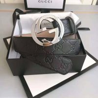 Gucci Unisex Gucci Signature Leather Belt-Black (1)