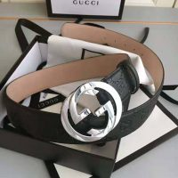 Gucci Unisex Gucci Signature Leather Belt-Black (1)