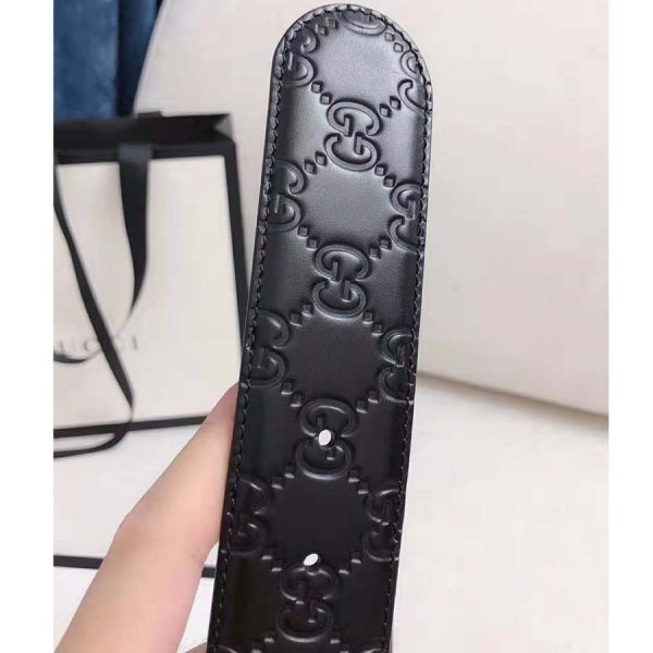 Gucci Unisex Gucci Signature Leather Belt with Interlocking G Buckle-Black (11)