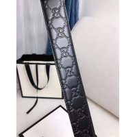 Gucci Unisex Gucci Signature Leather Belt with Interlocking G Buckle-Black (1)