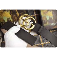 Gucci Unisex Leather Belt with Double G Buckle with Snake in Black Leather (1)