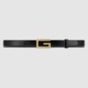 Gucci Unisex Leather Belt with G Buckle-Black
