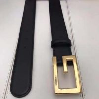 Gucci Unisex Leather Belt with G Buckle-Black (1)