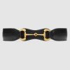 Gucci Unisex Leather Belt with Horsebit in Black Smooth Leather