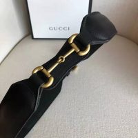 Gucci Unisex Leather Belt with Horsebit in Black Smooth Leather (1)